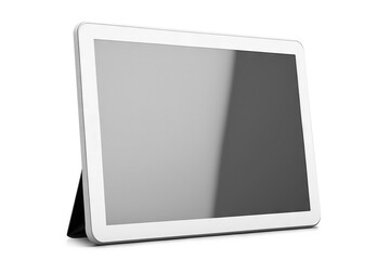 Tablet computer with blank screen on gray background. Based on Generative AI
