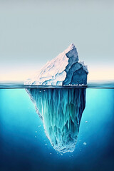 Fototapeta na wymiar Tip of the iceberg. Business concept. generative ai. Iceberg. Success business metaphor. Watercolor painting