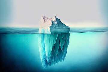Tip of the iceberg. Business concept. generative ai. Iceberg. Success business metaphor. Watercolor painting - obrazy, fototapety, plakaty