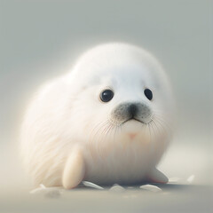 Cute White Seal. Generative AI