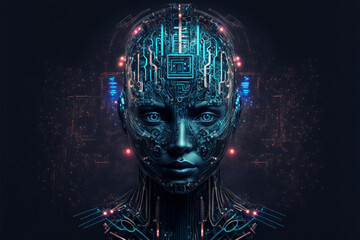 AI head with background