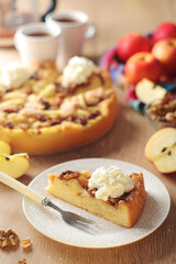 Apple pie with walnuts - typical autumn dish