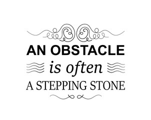 Topographic black poster. Graphic element for website. Obstacle often stepping stone. Calligraphic and typographic handwriting. Greeting and motivational card design. Cartoon flat vector illustration