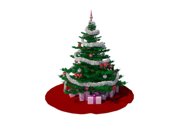 christmas tree isolated on white - 564411706