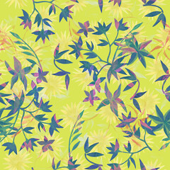 Yellow flowers seamless pattern