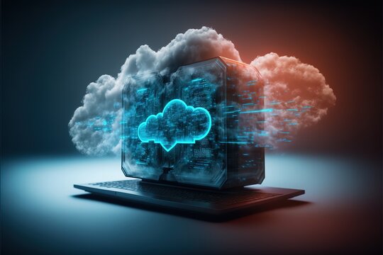 Server Room 3d Illustration With Node Base Programming Data Design Element.concept Of Big Data Storage And Cloud Computing Technology. AI
