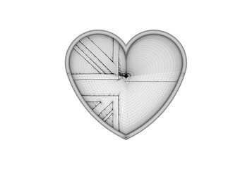 3d illustration of assembly heart flag badge isolated