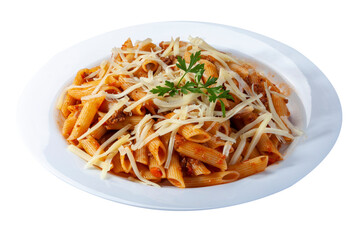 penne bolognese with parmesan cheese