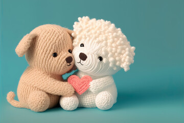 Adorable Crochet dog puppy Love Illustration - Perfect for Valentine's Day- generative ai