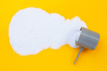 Detergent powder for clothes washing. Laundry concept.