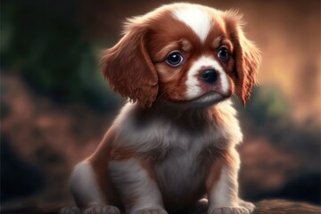 a cute adorable baby puppy generative ai  rendered in the style of children-friendly cartoon animation fantasy style	