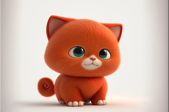 a cute adorable baby cat generative ai  rendered in the style of children-friendly cartoon animation fantasy style	