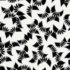 Seamless abstract pattern. Paint brush curves and figures. Hand drawn ethnic ornament. Tribal wallpaper. Ethnical image. Tribe motif. Ancient mosaic. Geometric digital paper. Vector textile print.