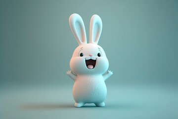Obraz na płótnie Canvas Generative AI Cute 3D Cartoon rabbit character