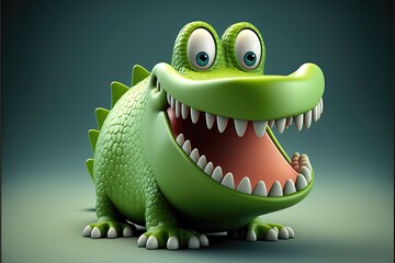 Fototapeta premium Cute 3D Cartoon alligator character