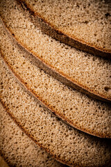Slices of rye bread. Macro background. 