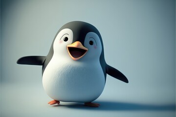 Generative AI Cute 3D Cartoon penguin character