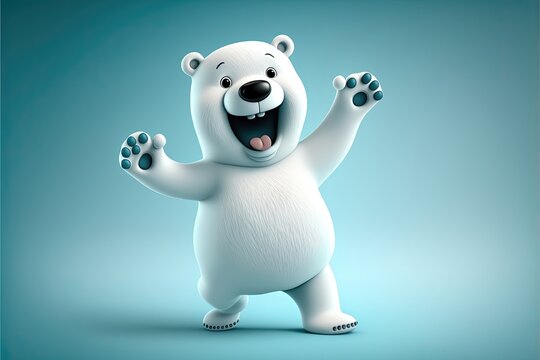 Generative AI Cute 3D Cartoon polar bear character