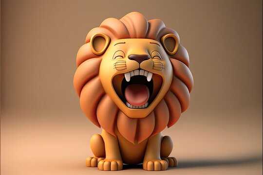Generative AI Cute 3D Cartoon lion character