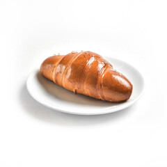 Croissant in French style. Unlike American style one, the bread is springy and its crust is smooth. It is also a needed food for breakfast with jam, coffee. In other country, it can be a quick snack