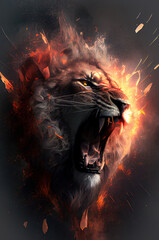 The Roaring Lion,portrait of a lion