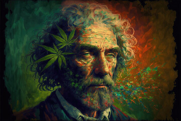 Fototapeta na wymiar Impressionist Marijuana Art-AI Generated