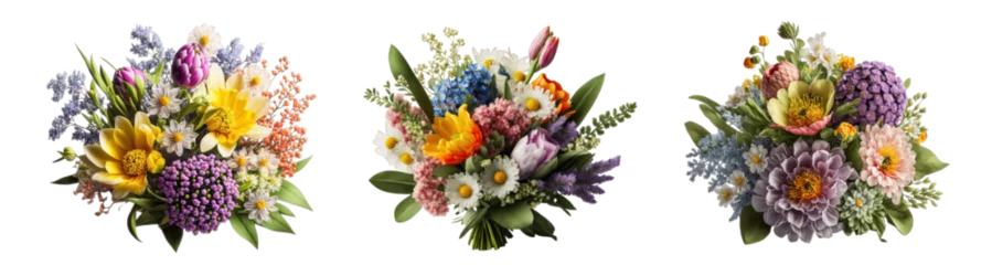 Foto op Aluminium Flower arrangement or bouquet colorful spring flowers isolated on transparent background. © GHart