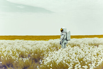 Astronaut in the garden meadow, concept design art