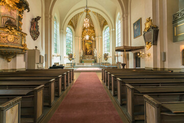 Interior of st Maria Magladena Kyrka church in Sodermalm, Stockholm, Sweden