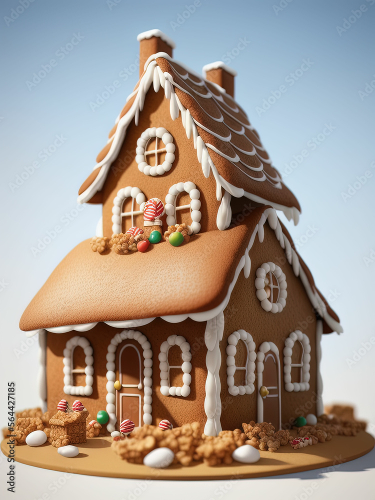 Wall mural Christmas house made from ginger cookies. Generative AI