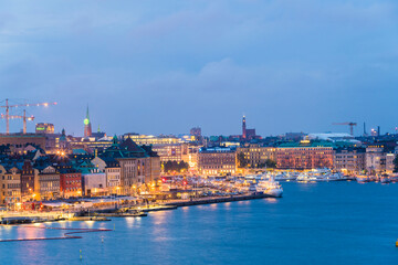 Fototapeta na wymiar View of stockholm skyline after sunset in summer 