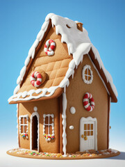 Christmas house made from ginger cookies. Generative AI