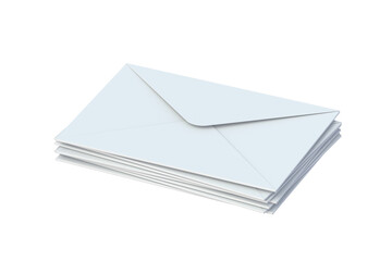 Stack of envelopes isolated on white background. 3d render