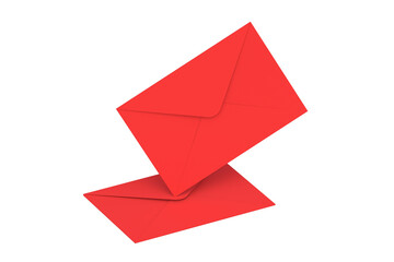 Red envelopes isolated on white background. 3d render