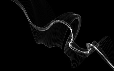 Dark abstract background with a glowing abstract waves