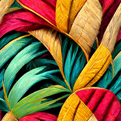 pattern with colorful vibrant leaves carnival ai - obrazy, fototapety, plakaty