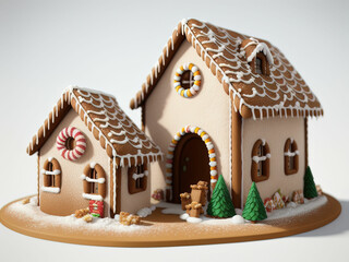 Christmas house made from ginger cookies. Generative AI
