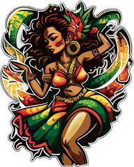 Fototapeta na wymiar Exotic girl dancing brazilian samba