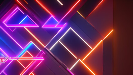 geometric neon lights background, abstract, Generative AI