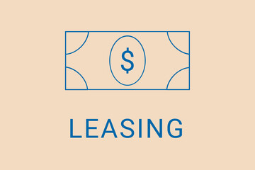 Obraz premium leasing . Minimalist dollar image. Simple illustration on financial theme. leasing blue logo. Beige XX background. Economic banner.ART blur