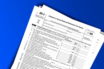Form CT-1 documentation published IRS USA 44257. American tax document on colored