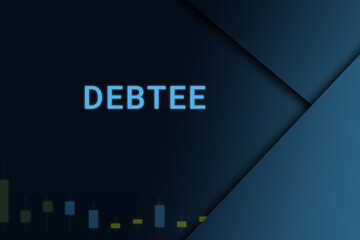 debtee  background. Illustration with debtee  logo. Financial illustration. debtee  text. Economic term. Neon letters on dark-blue background. Financial chart below.ART blur - obrazy, fototapety, plakaty