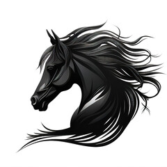 illustration of a black horse head with mane