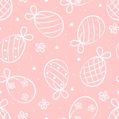 easter festive seamless pattern on pink egg background