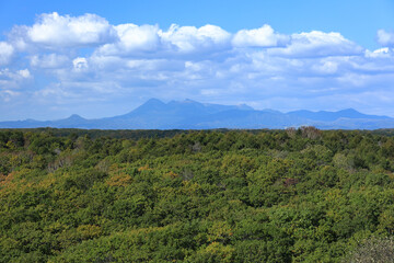 釧路市湿原展望台より阿寒連山