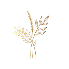 Gold flower line art 