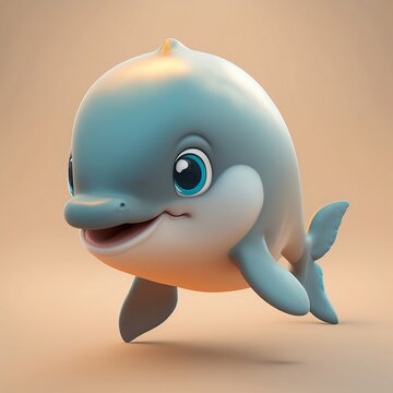 Cute 3D Baby Dolphin Cartoon Character