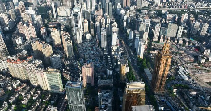 Aerial footage of landscape in shenzhen city, China