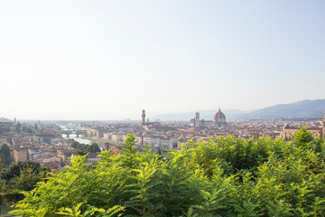 Beautiful view of Santa Maria del Fiore and Giotto's Belltower in Florence, Italy