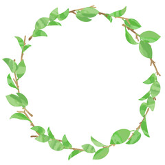 枝付き新芽のリースフレームイラスト素材